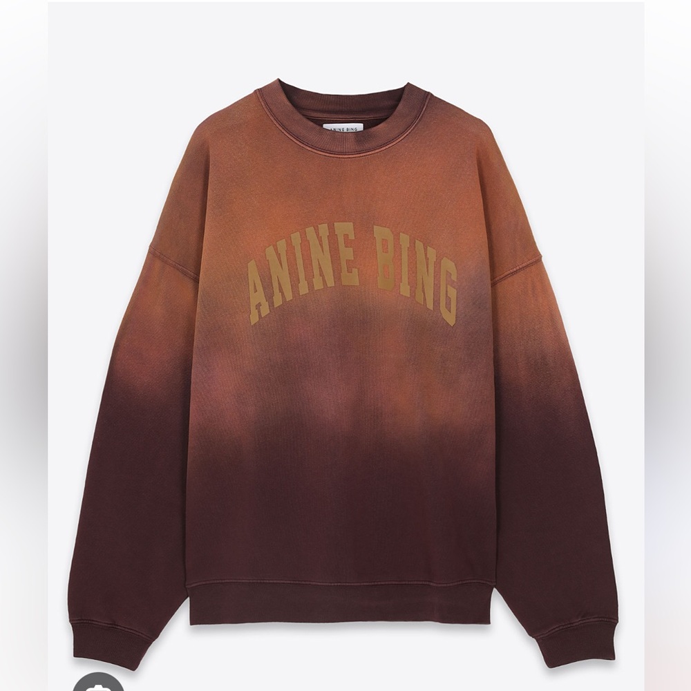 Anine Bing Rust to Chocolate Ombre Logo Crewneck